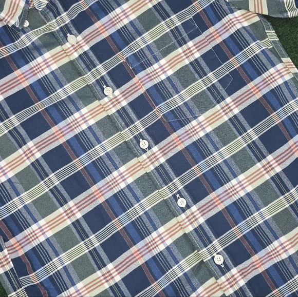 J. Crew | Mens Slim Small Oxford Cloth Short Sleeve Button Down Plaid Shirt - Picture 12 of 16